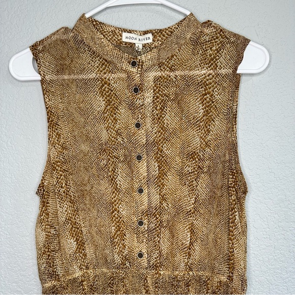 Moon River LARGE Long Brown/Tan Button up Long Lined Dress - Picture 6 of 15